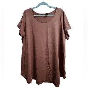 Tahari Chocolate Brown short sleeve Top with tags.